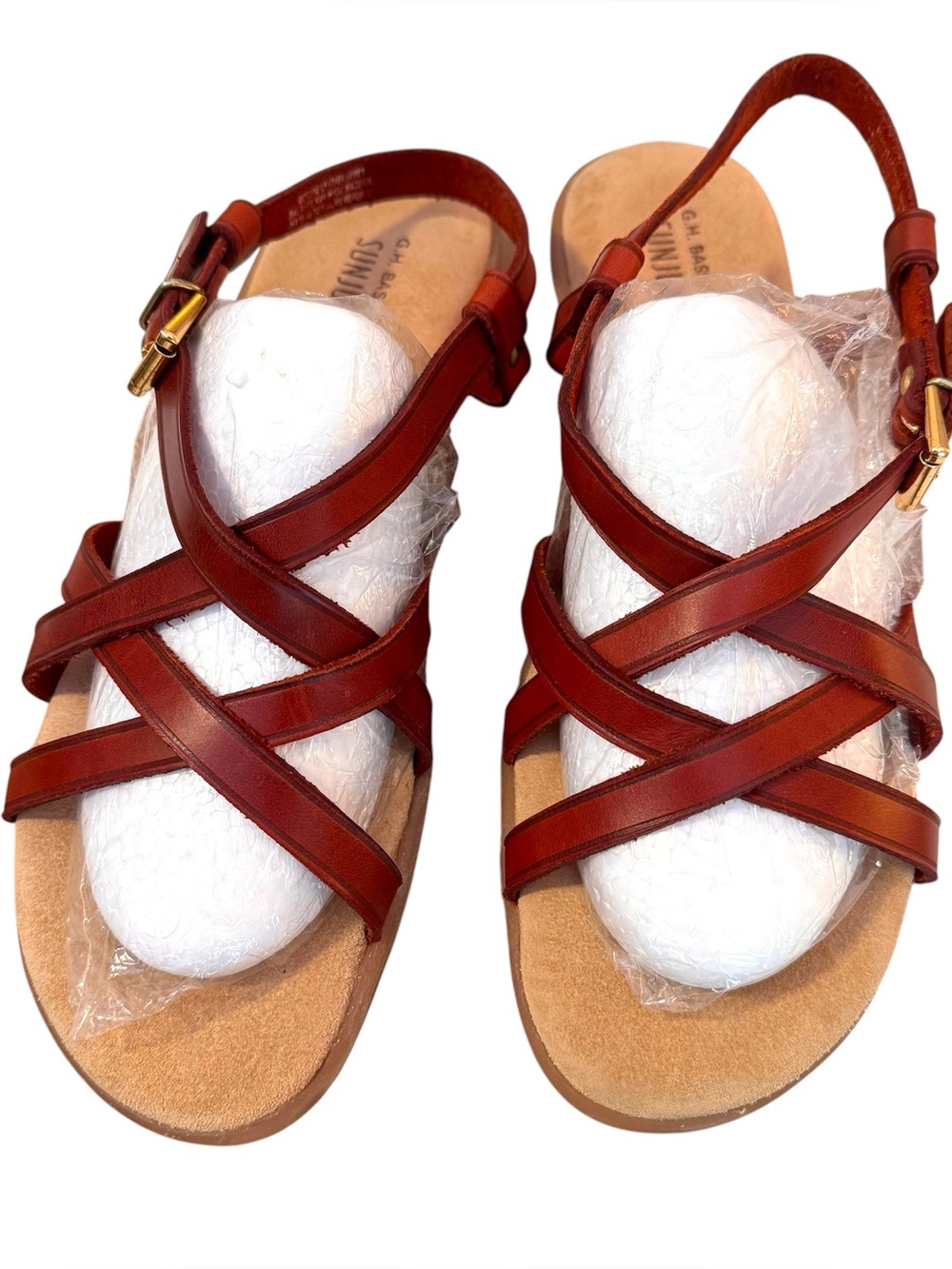 G.H. Bass & Co Sunjuns Margie Strappy Women's Leather Sandals Size 9M Brown